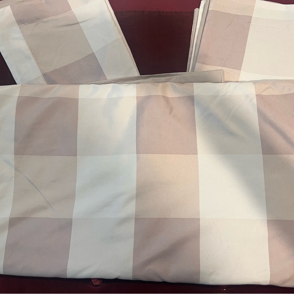 Buffalo Plaid Cream and Tan Duvet in Queen size, and Standard Pillow Shams